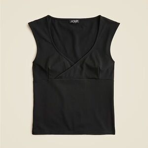 J. Crew Black Stretch cotton cap-sleeve crossover shirt Large